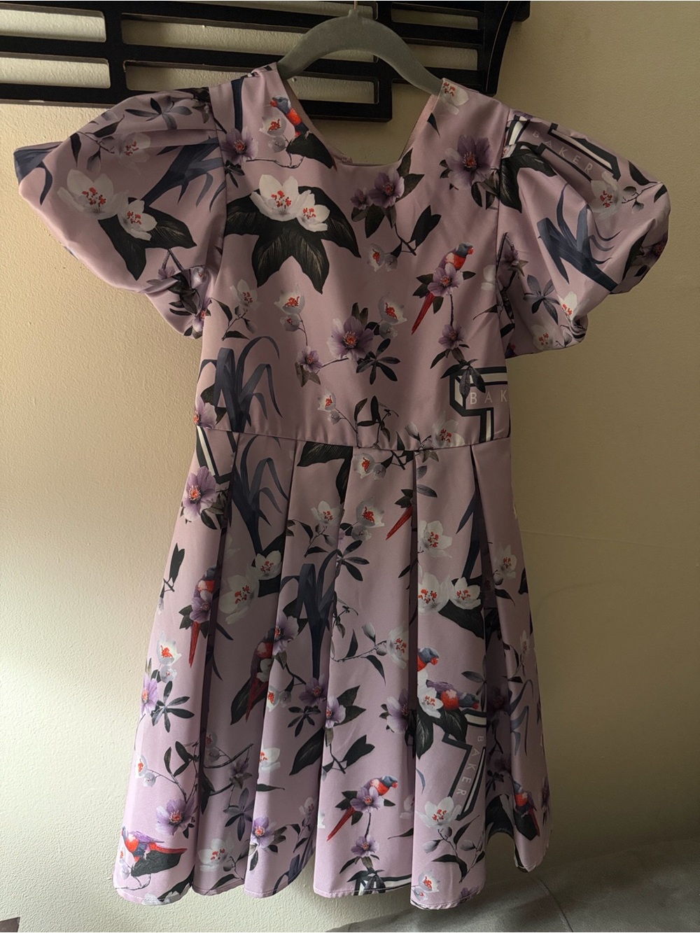 Ted Baker Lilac Floral Puff-Sleeve Party Dress - Picture 2 of 5